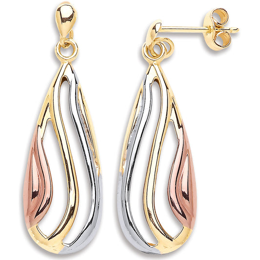 Y W & R/G Teardrop Earrings