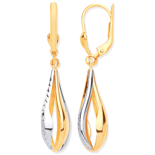 Y & W/G Teardrop Style Earrings