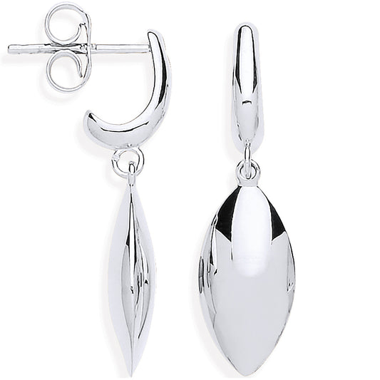 W/G Hollow Marquise Shape Drop Earrings