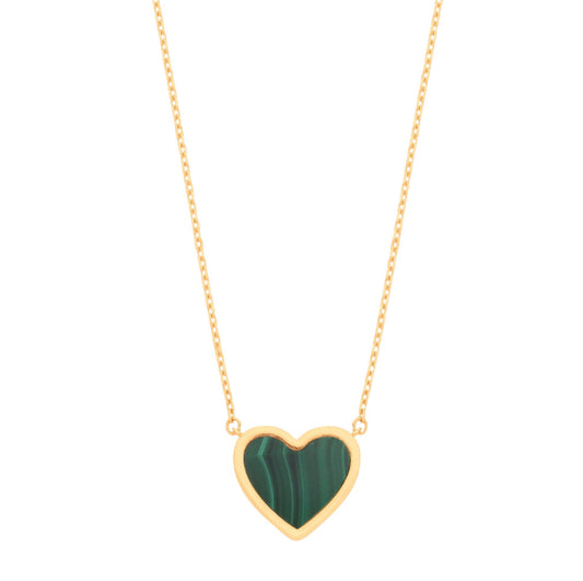 Green Rubover Heart 18"Necklace