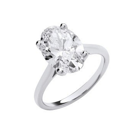 18ct White Gold 5.00ctw Oval Cut LAB GROWN Diamond Ring IGI Certified