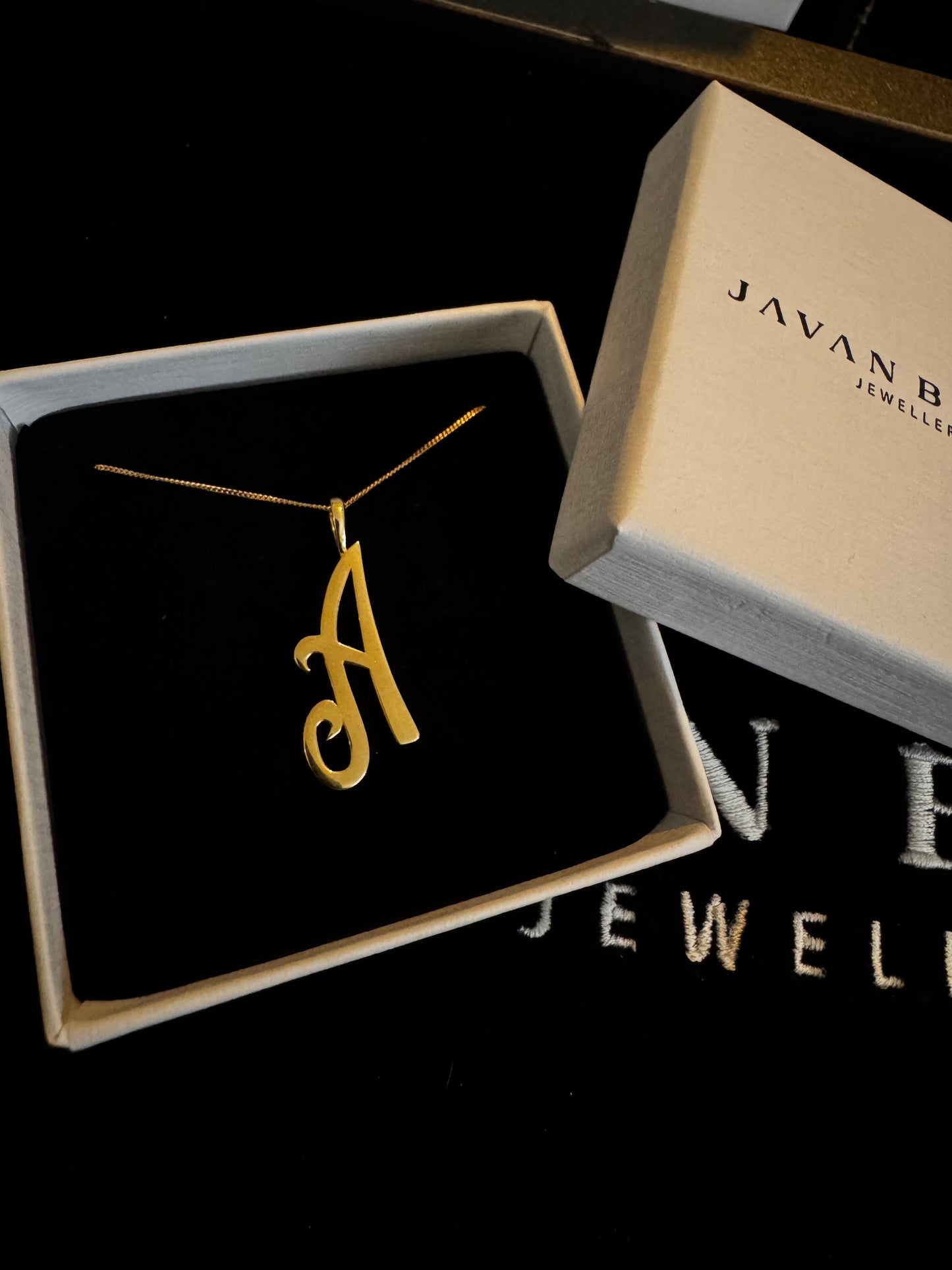 Yellow Gold Script Initial Pendant
