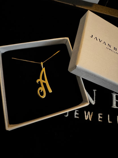 Yellow Gold Script Initial Pendant