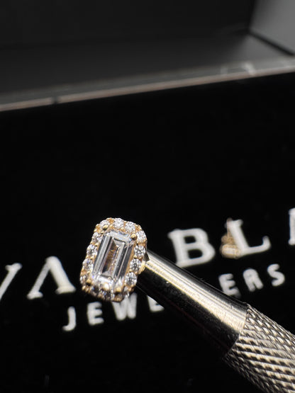 Y/G Baguette Halo Stud Earrings