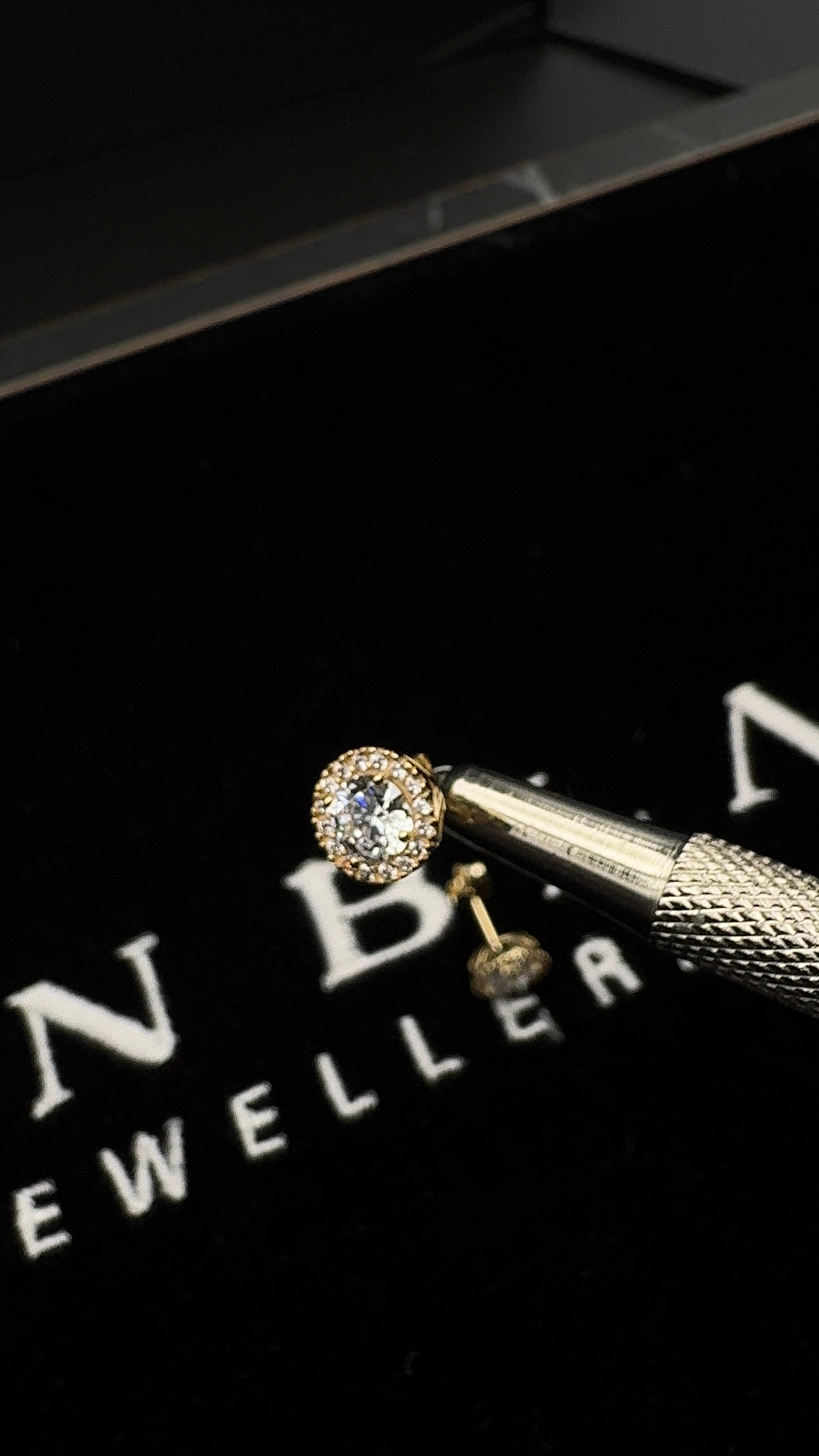 Y/G 8mm Round CZ Halo Stud Earrings