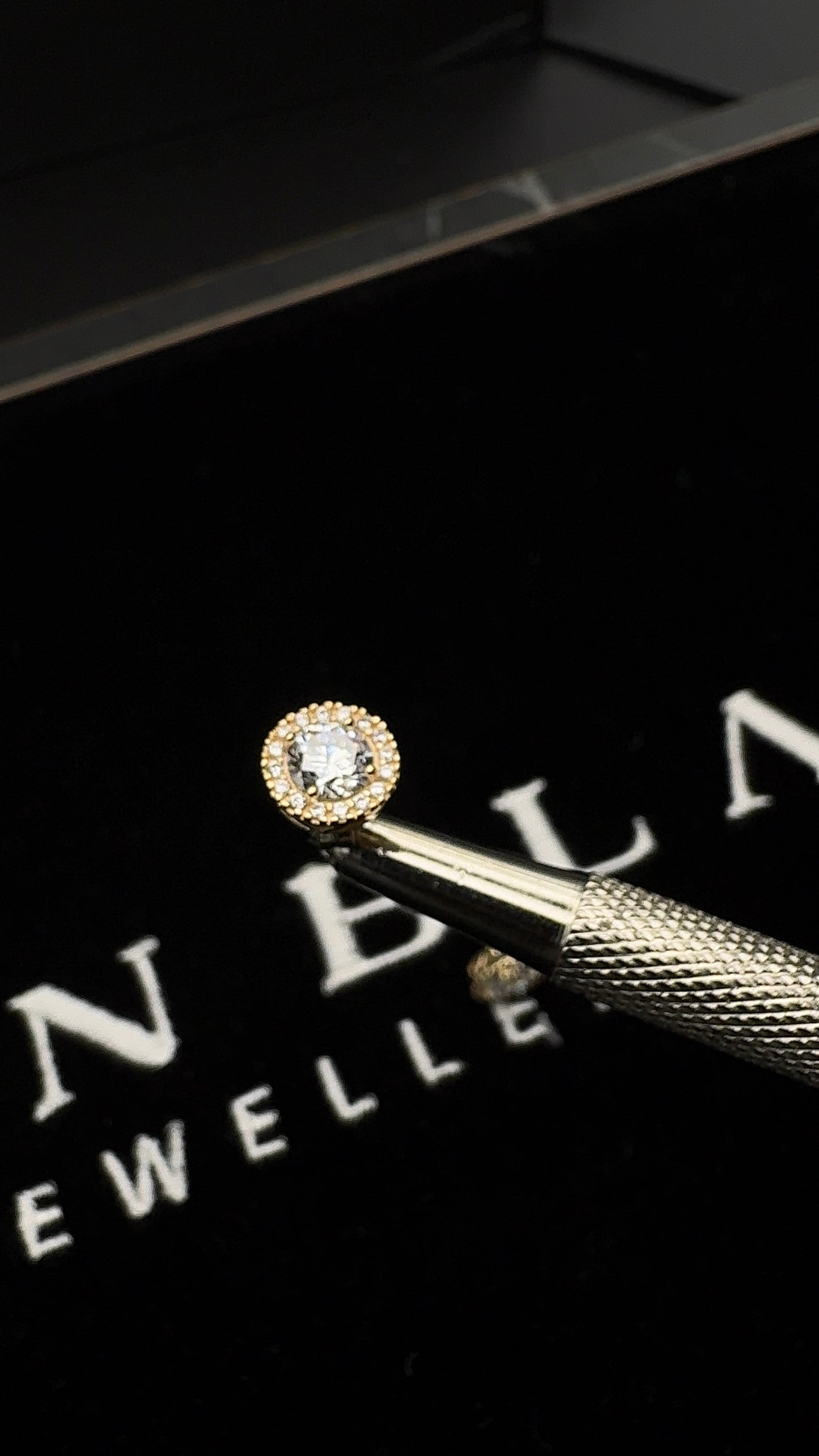 Y/G 8mm Round CZ Halo Stud Earrings