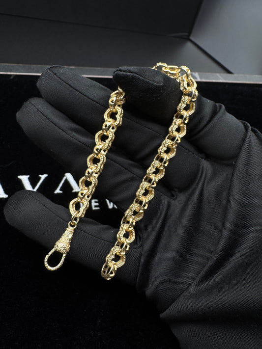 Heart-Link Textured Gold Bracelet