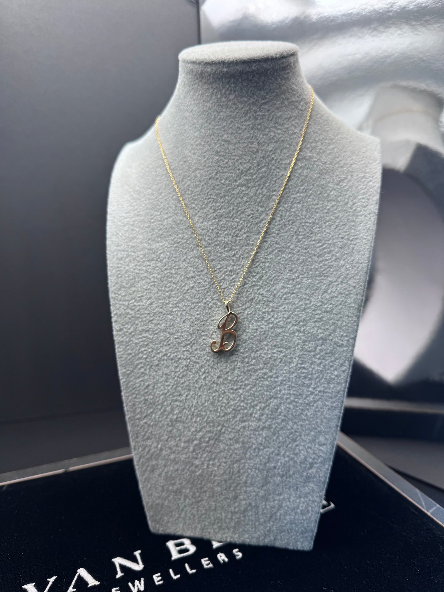 Yellow Gold Script Initial Pendant