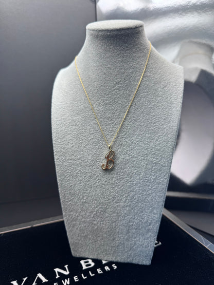 Yellow Gold Script Initial Pendant