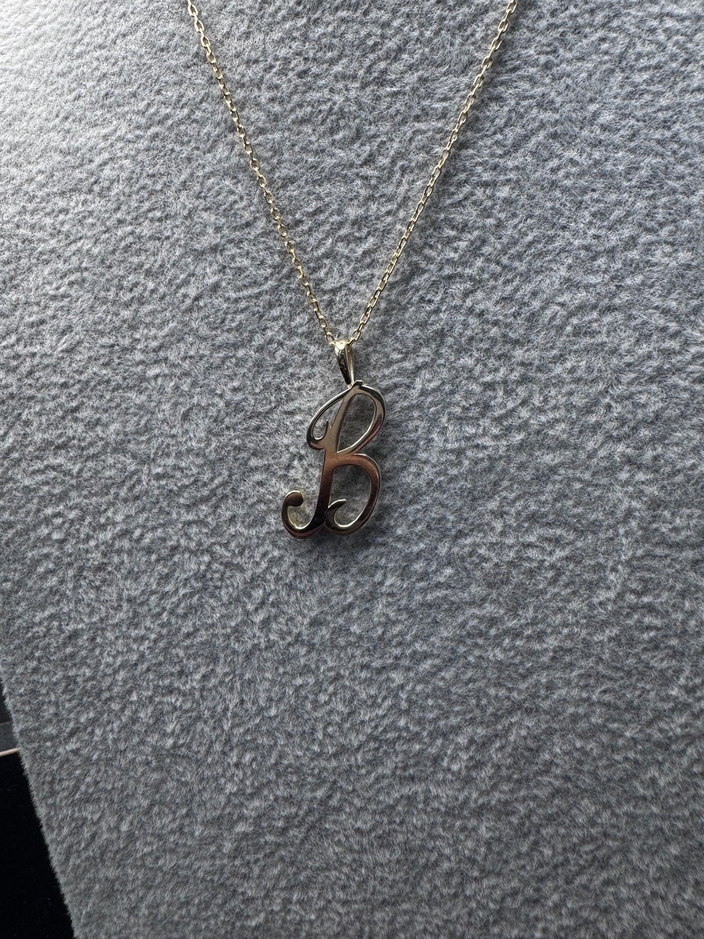 Yellow Gold Script Initial Pendant
