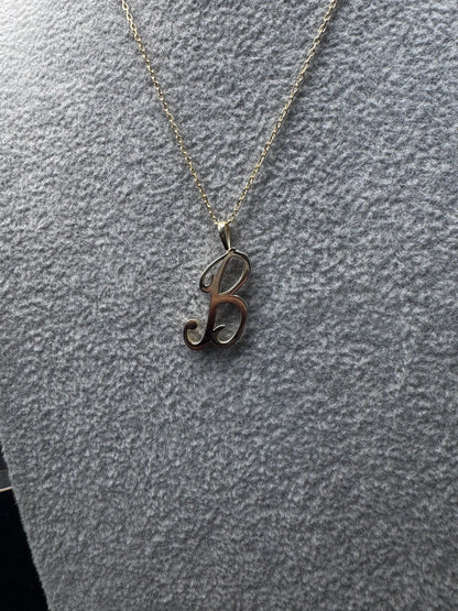 Yellow Gold Script Initial Pendant