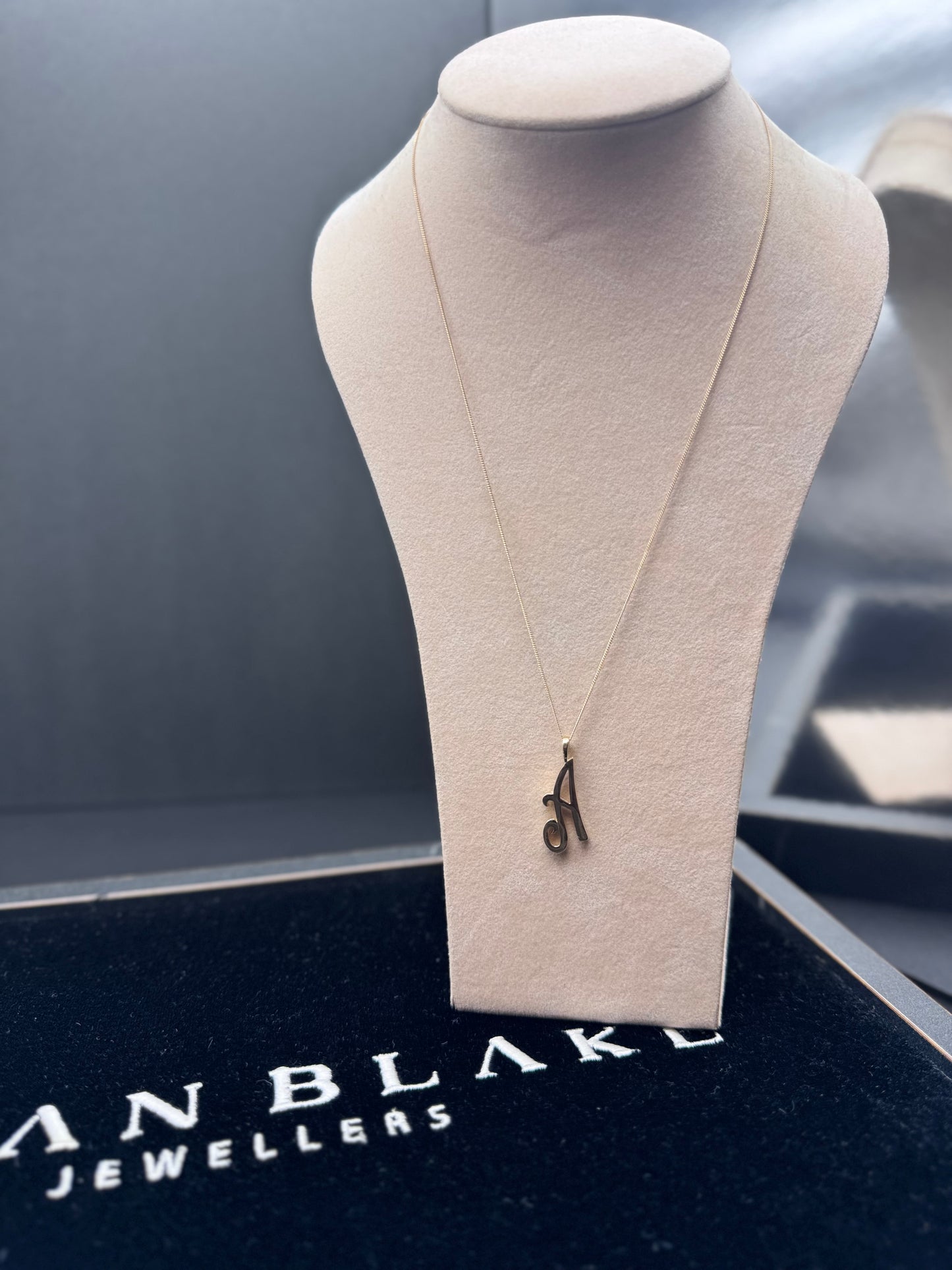 Yellow Gold Script Initial Pendant