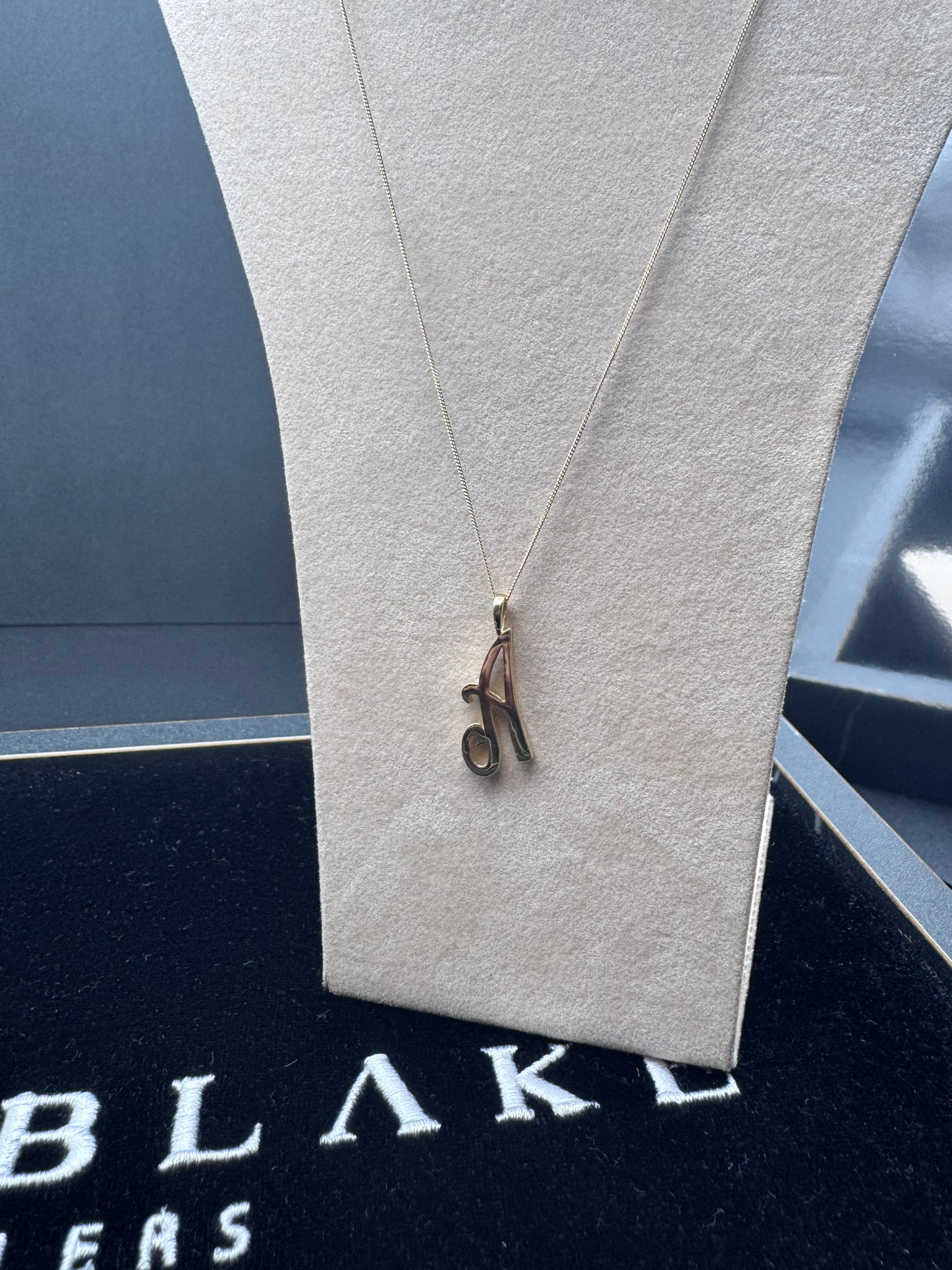 Yellow Gold Script Initial Pendant