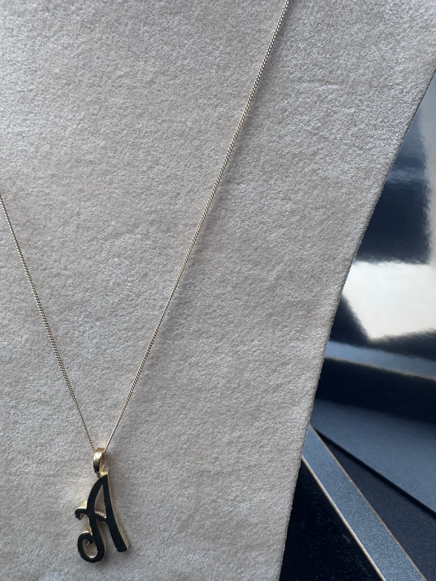 Yellow Gold Script Initial Pendant