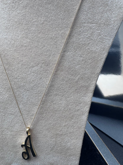Yellow Gold Script Initial Pendant