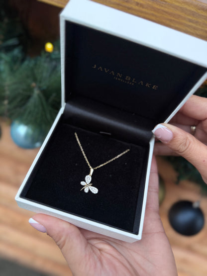 Y/G Butterfly CZ Pendant