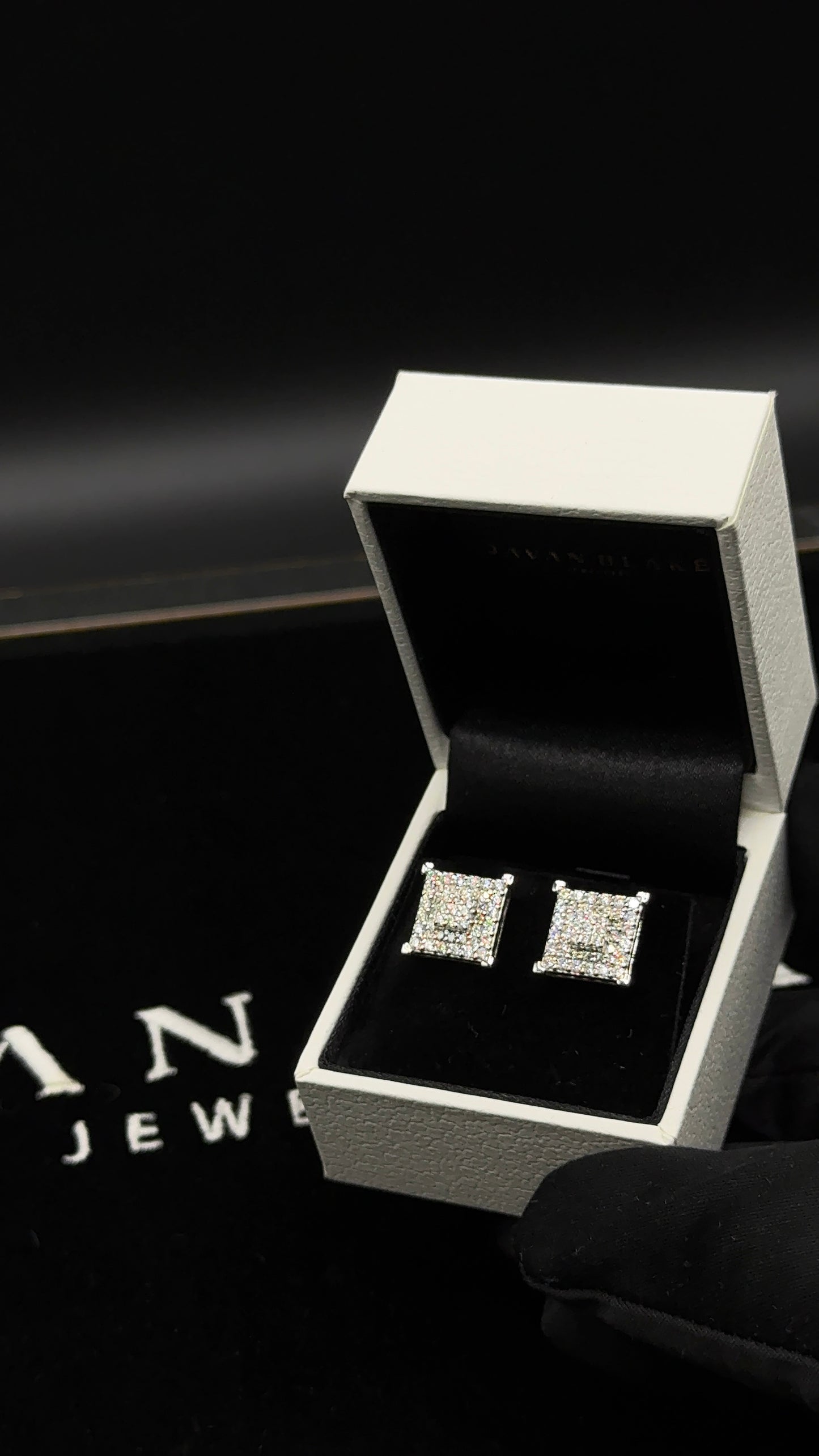 Silver Square Baguette Moissanite Studs 12mm