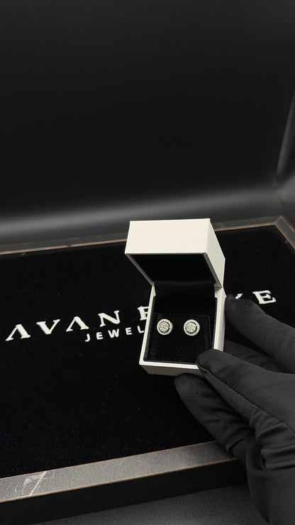 Silver Round Moissanite Studs 9.5mm