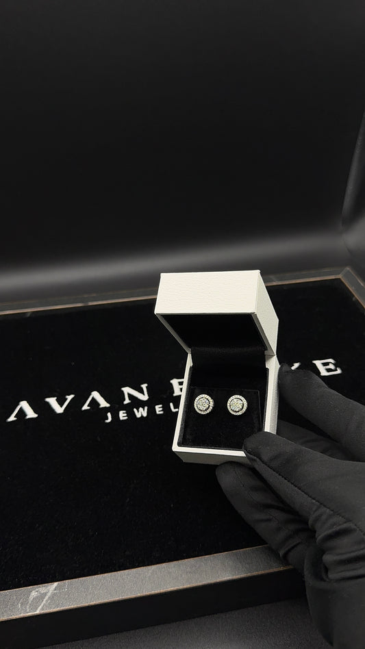 Silver Round Moissanite Studs 9.5mm