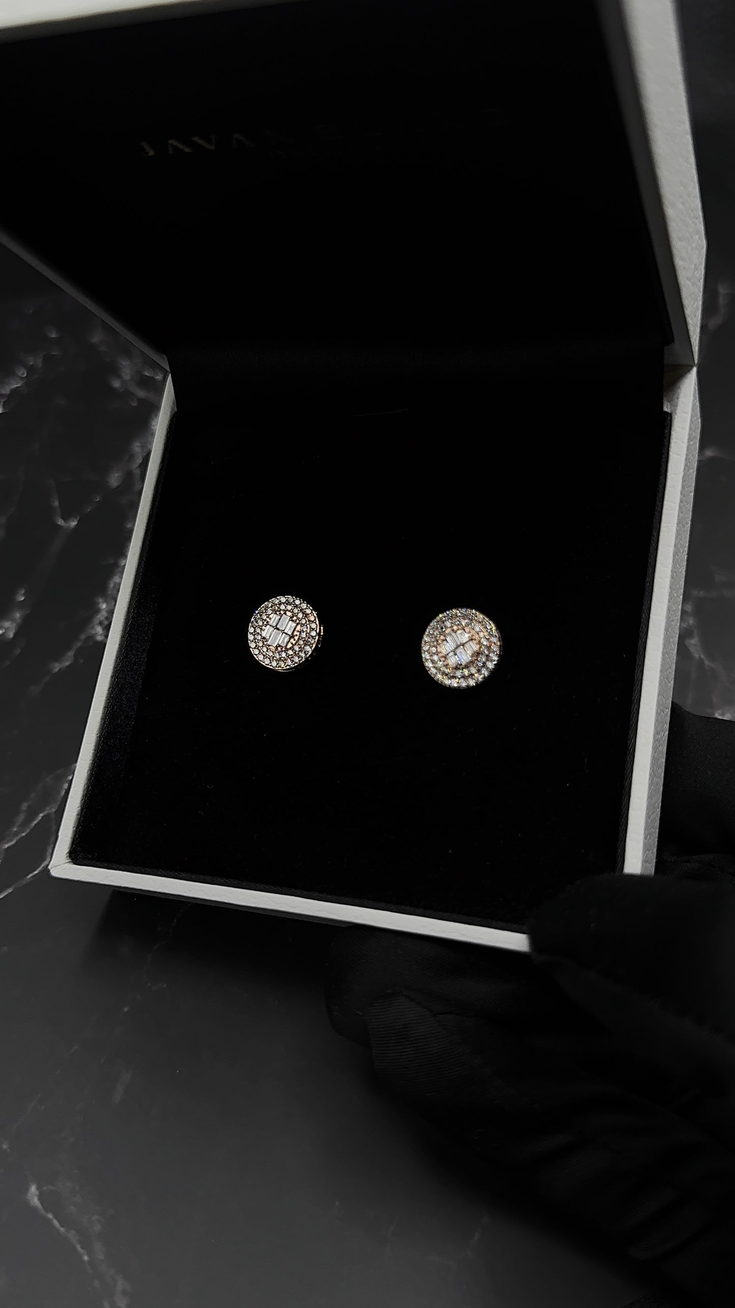 Rose Gold 14k Circle Baguette / Round 1ct Lab