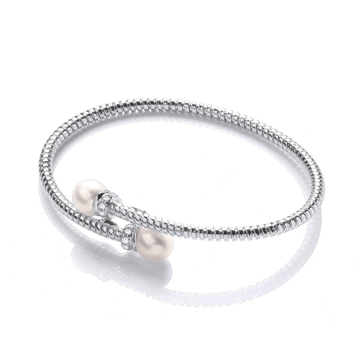 Cross Over Wire Bangle in Silver Rh Plating or YG Plating