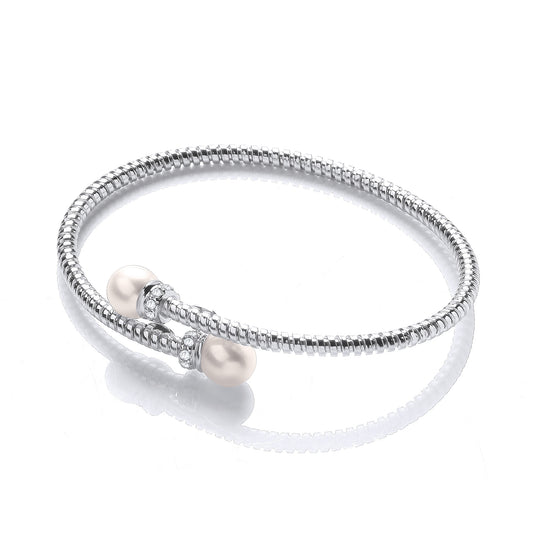Cross Over Wire Bangle in Silver Rh Plating or YG Plating