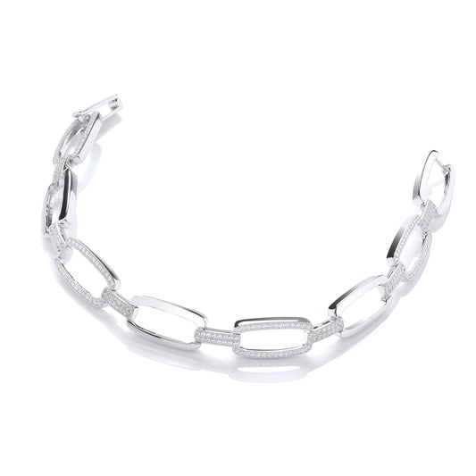 Micro Pave' Oval Links 242 Cz Bracelet 7.5"/19cm