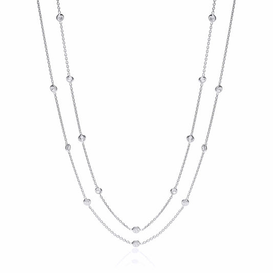 Silver Rubover 23 Cz's Necklace 38"