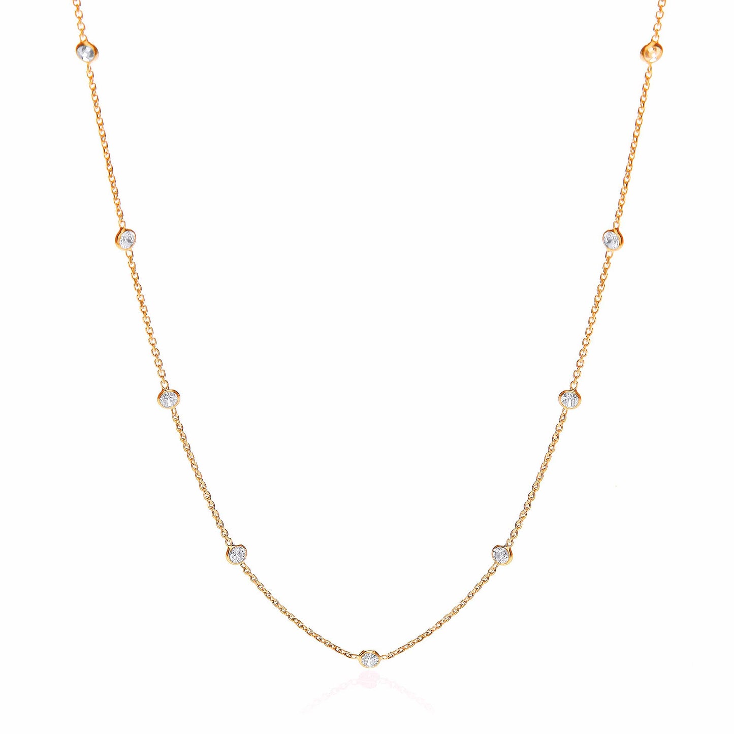 Gold Coated Rubover 11 Cz's Necklace 18"