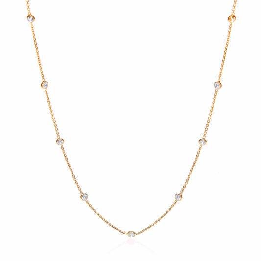 Gold Coated Rubover 11 Cz's Necklace 18"