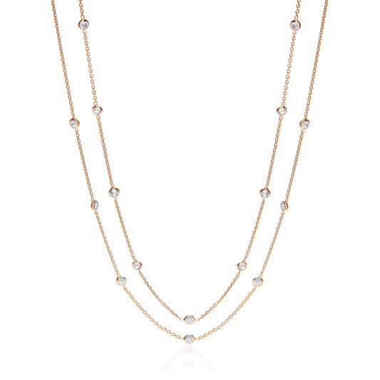 Gold Coated Rubover 23 Cz's Necklace 38"