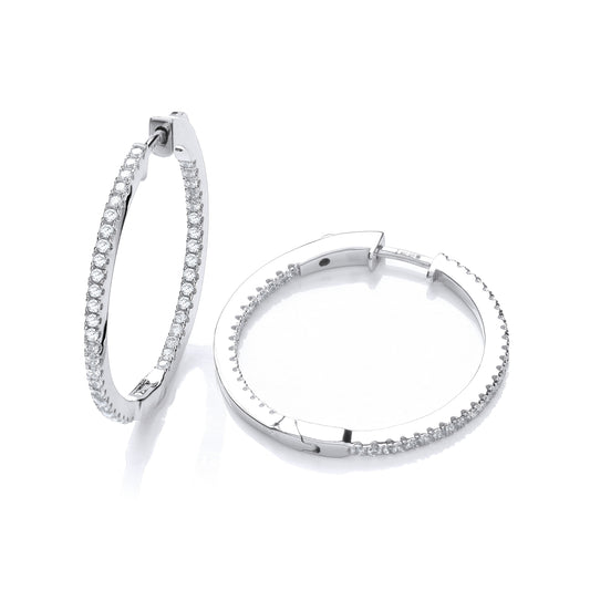 Micro Pave' Round Hoop Cz Earrings