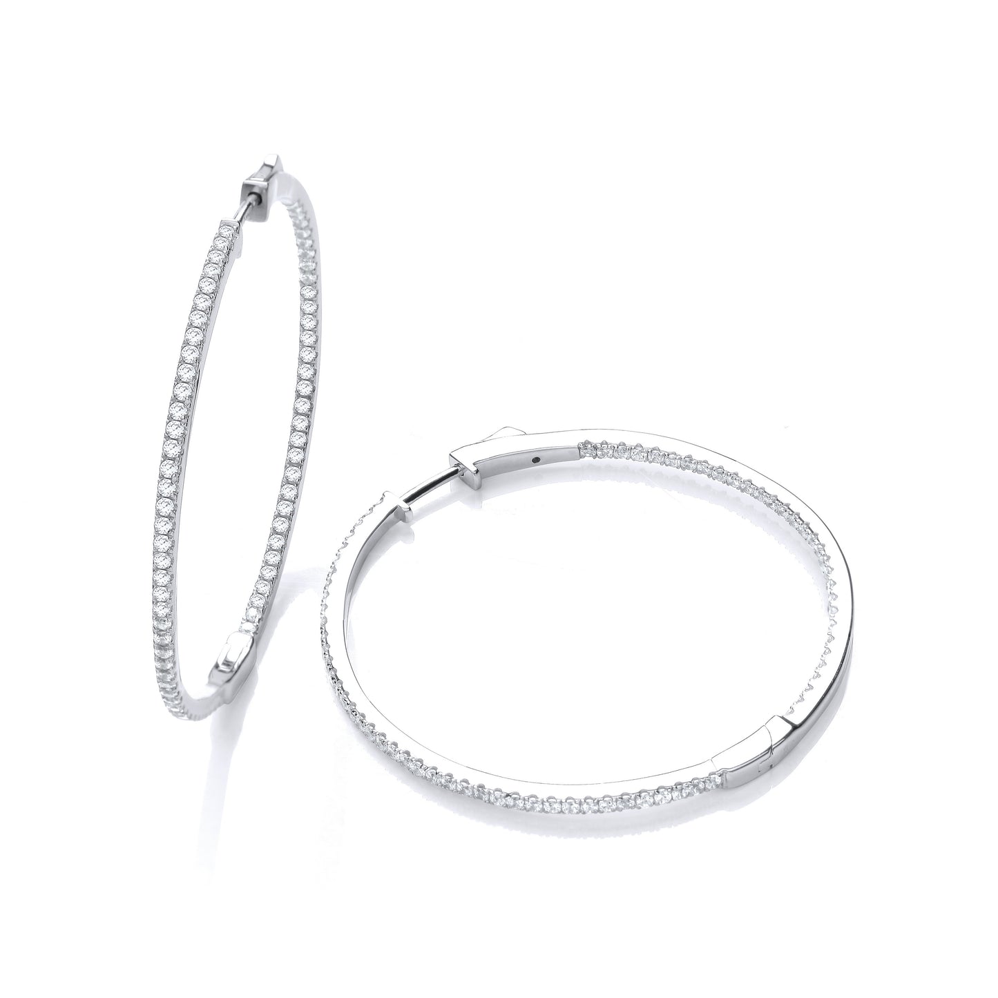 Micro Pave' Big Round Hoop Cz Earrings