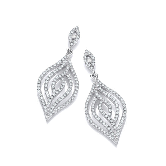 Micro Pave' Leaf Cz Earrings