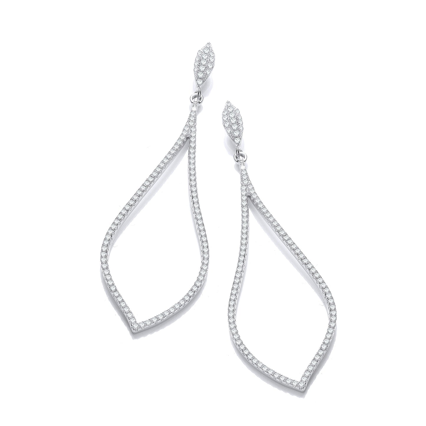 Micro Pave' Long Teardrop Cz Earrings