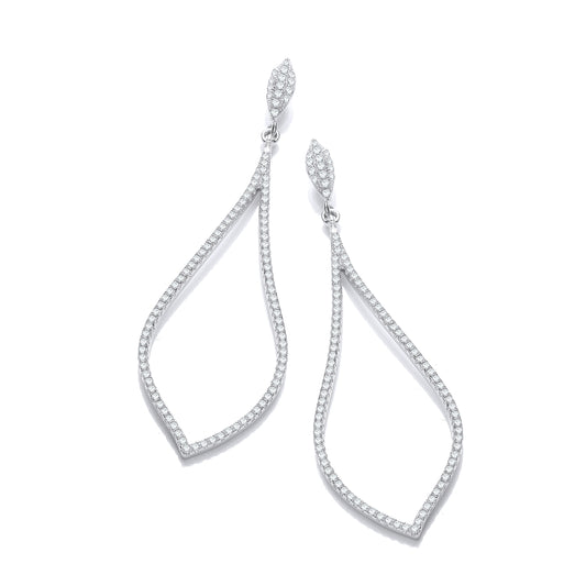 Micro Pave' Long Teardrop Cz Earrings