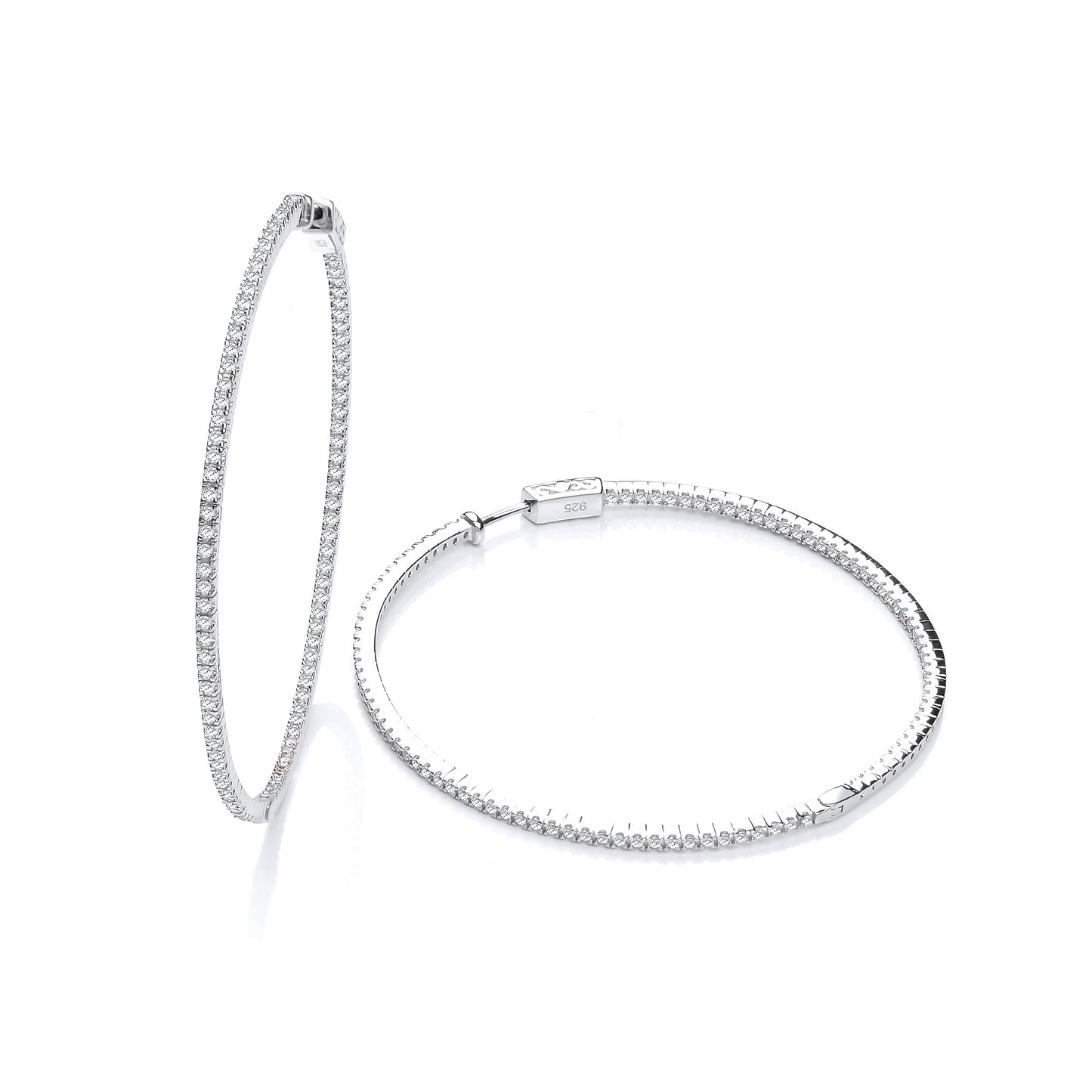Micro Pave' 60mm Round Hoop CZ Earrings