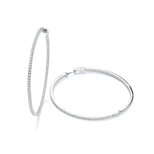 Micro Pave' 60mm Round Hoop CZ Earrings