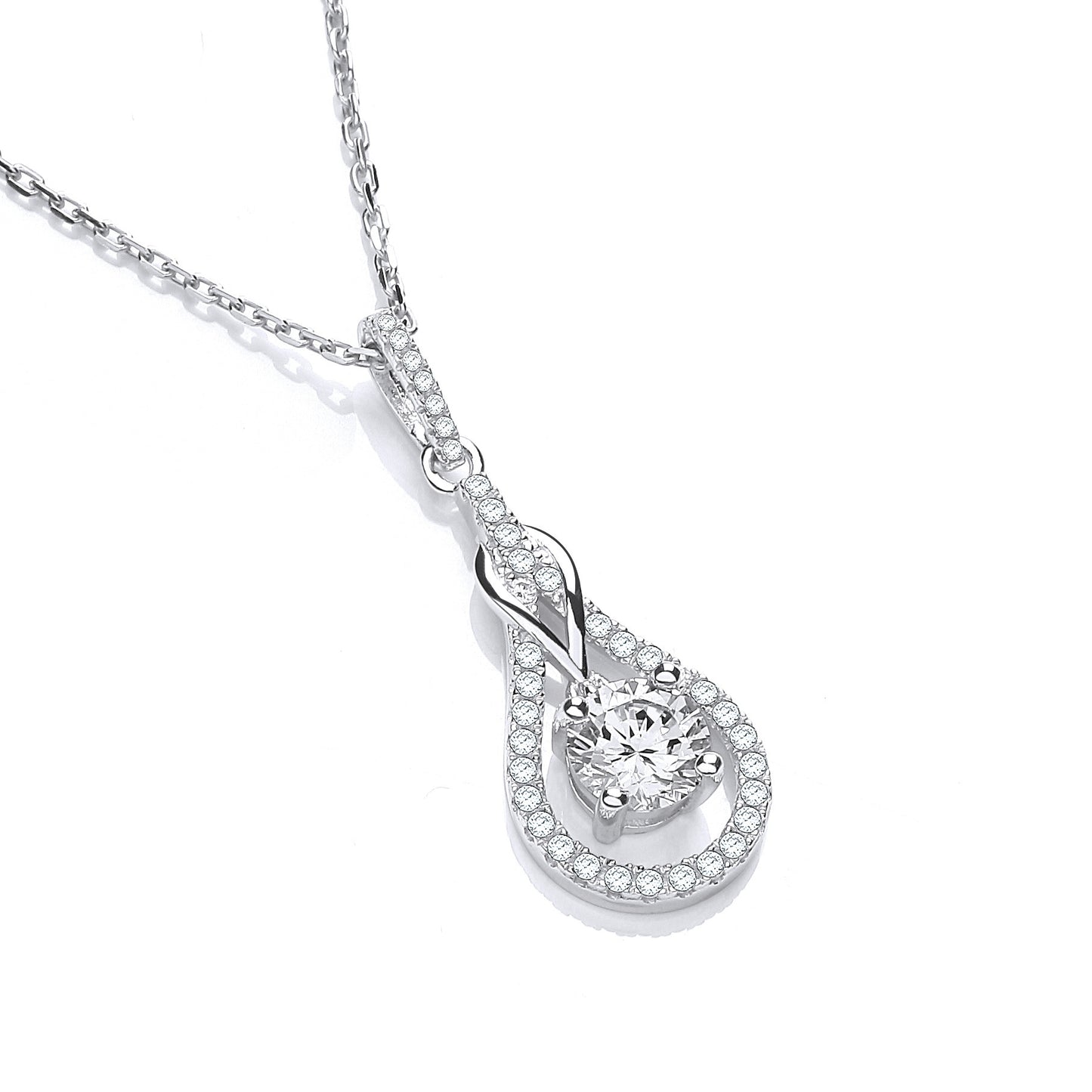 Micro Pave' Teardrop Cz Pendant with 18" Chain