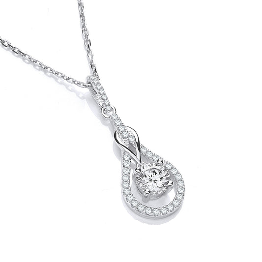 Micro Pave' Teardrop Cz Pendant with 18" Chain