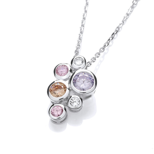Multi Colour Rubover set CZs Pendant with Chain