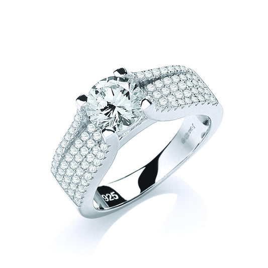 Micro Pave' Round Brilliant Centre Cz Ring