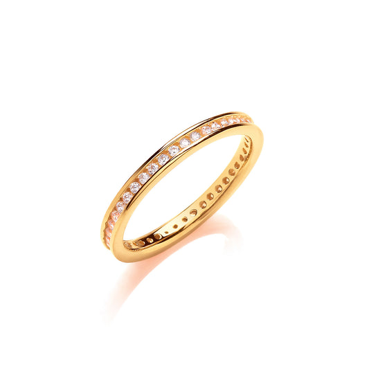 2mm Full ET Rd/Bril. Cz YG Plated Silver Ring