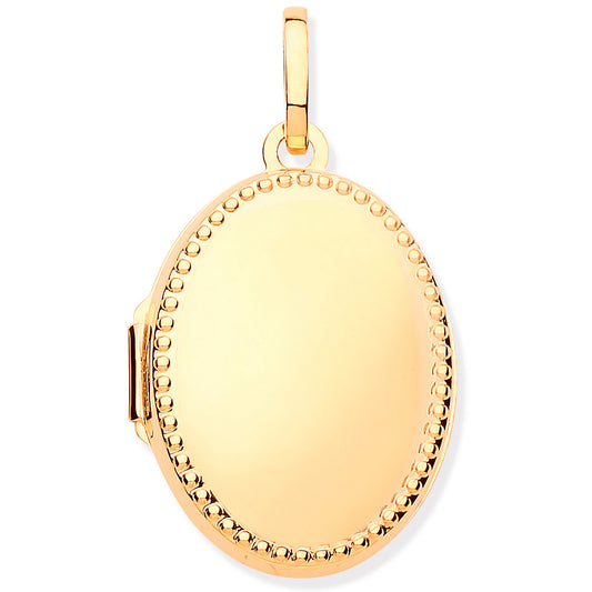 Y/G Millgrain Edge Oval Locket