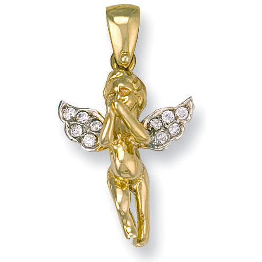 Y/G Cz Cherub Pendant
