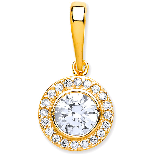 Y/G Halo Style Cz Pendant