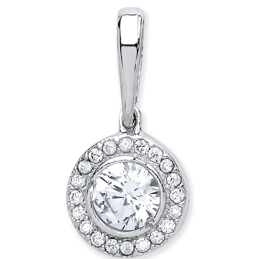 W/G Halo Style Cz Pendant