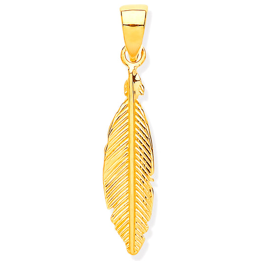 Y/G Feather Leaf Pendant