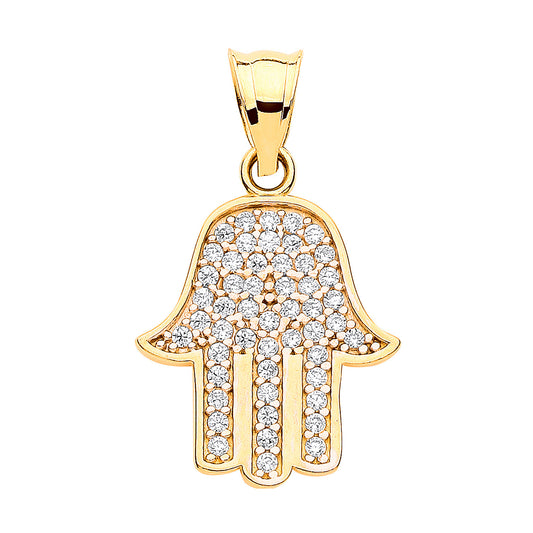 Y/G Cz Hamsa Pendant
