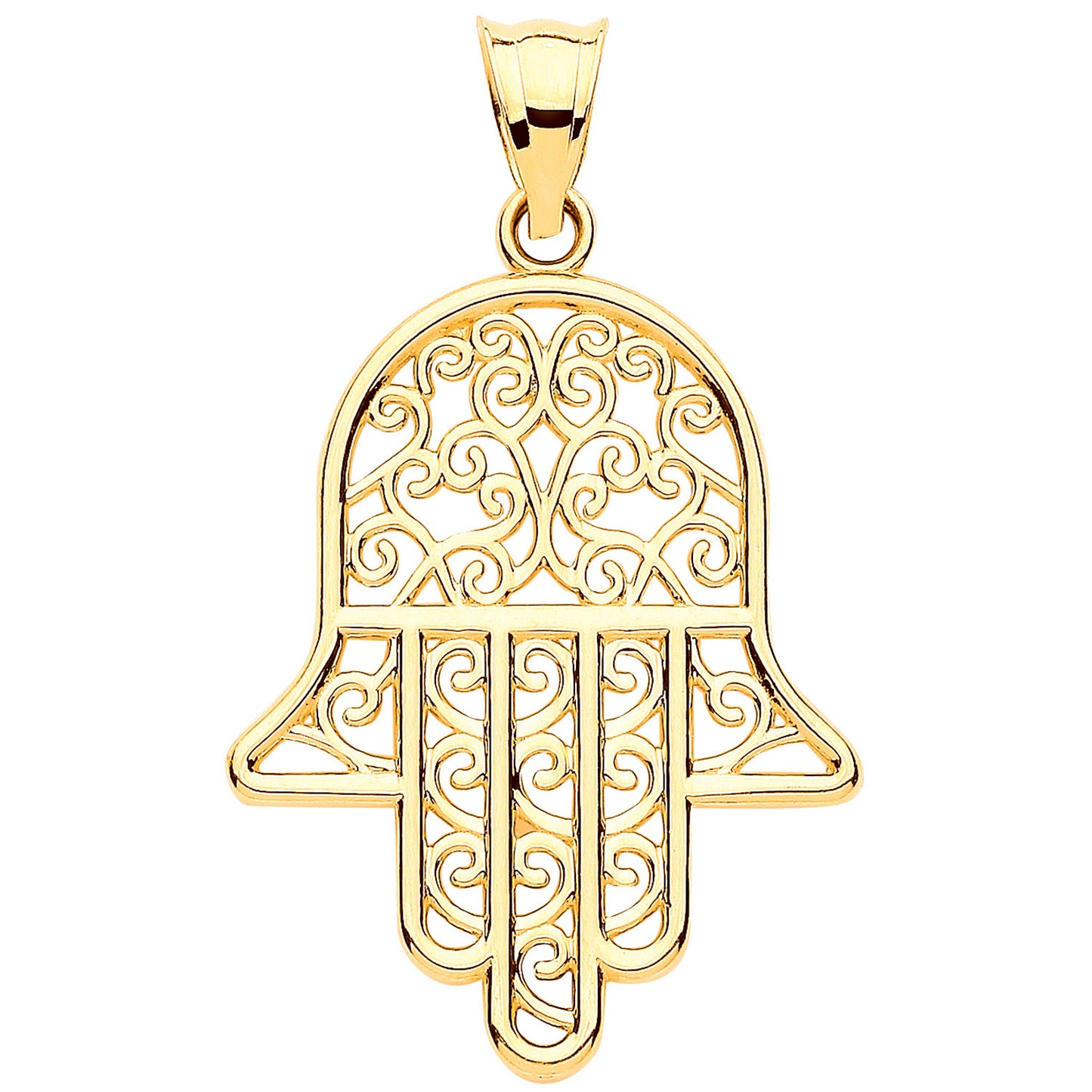 Y/G Filigree Hamsa Pendant